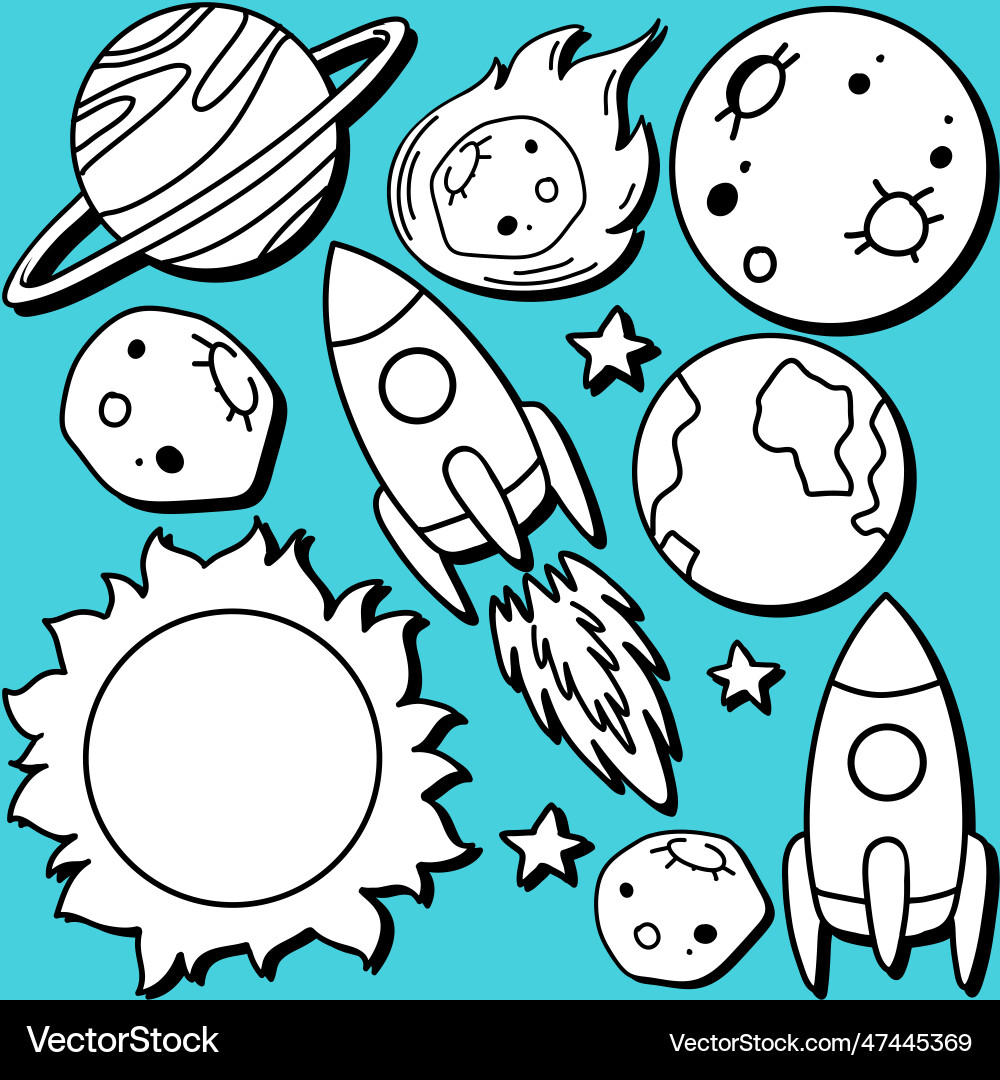 Astronomy objects and icons set Vector Image