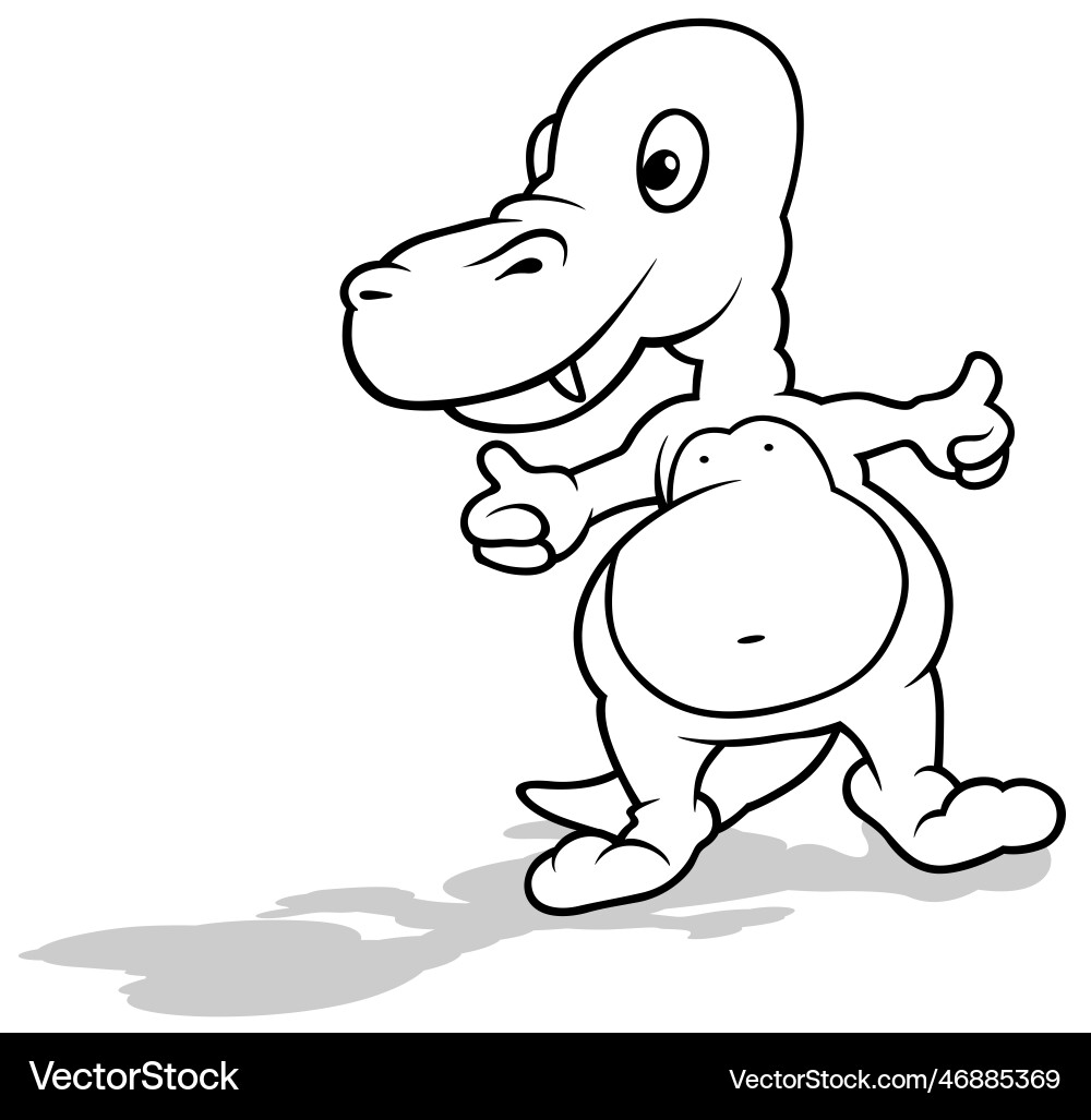 Drawing of a standing dinosaur with open arms Vector Image