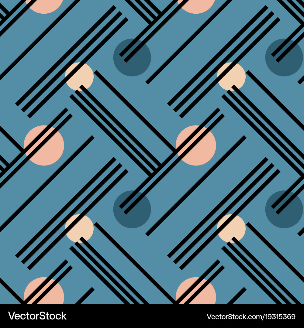 Irregular lines and circles diagonal seamless Vector Image