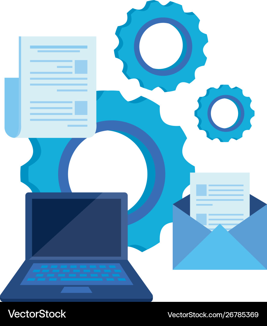 Laptop computer with envelope email Vector Image