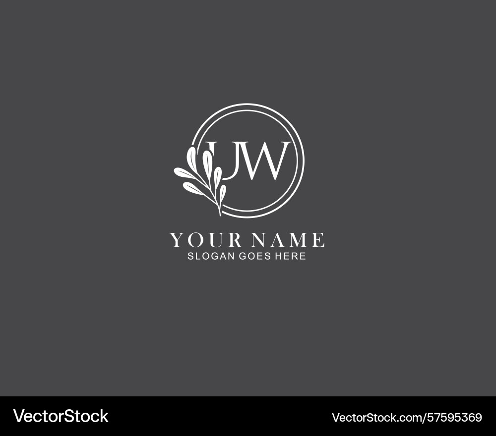Minimalist uw monogram logos with botanical Vector Image