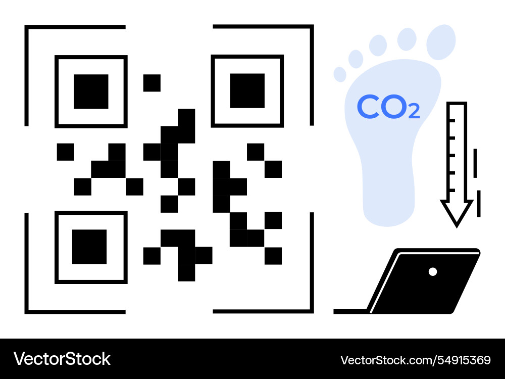 Reducing carbon footprint with technology qr code Reducing carbon footprint with technology qr code vector image