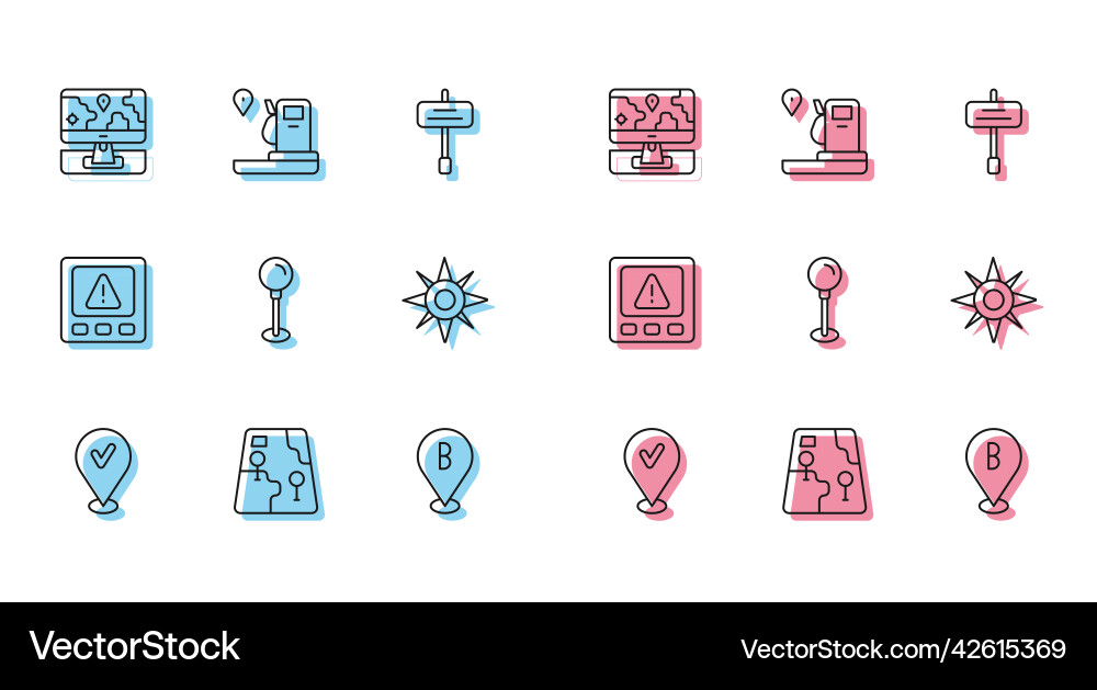 Set line location with check mark city map Vector Image