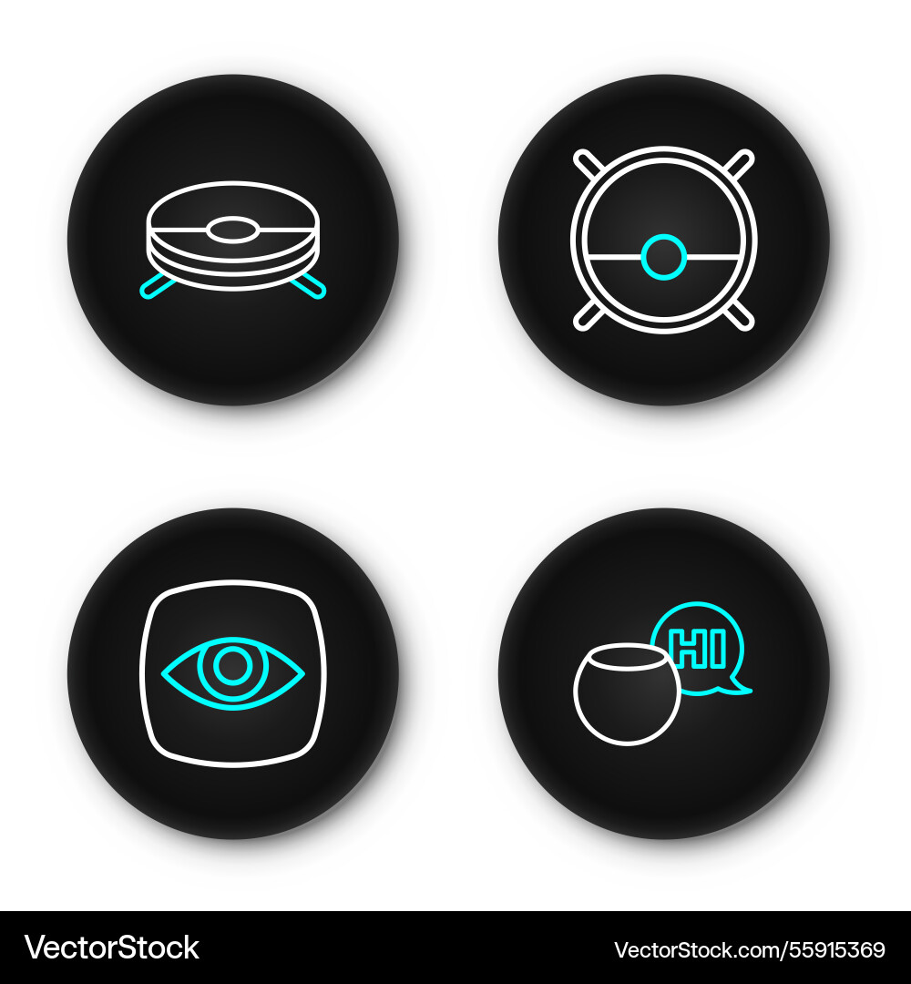 Set line voice assistant security camera robot Vector Image