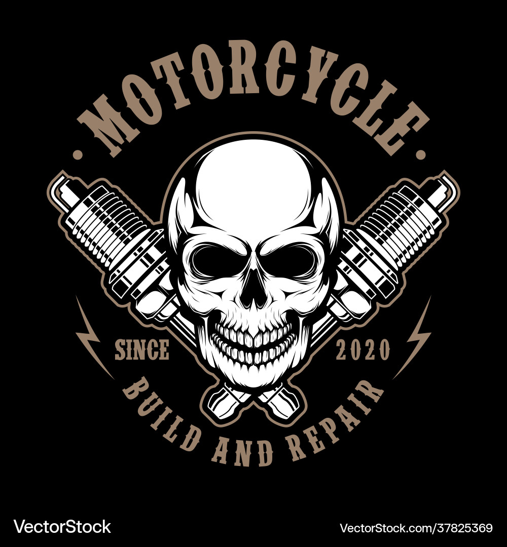 Skull Motorcycle Logo - Bold & Edgy Vector Image