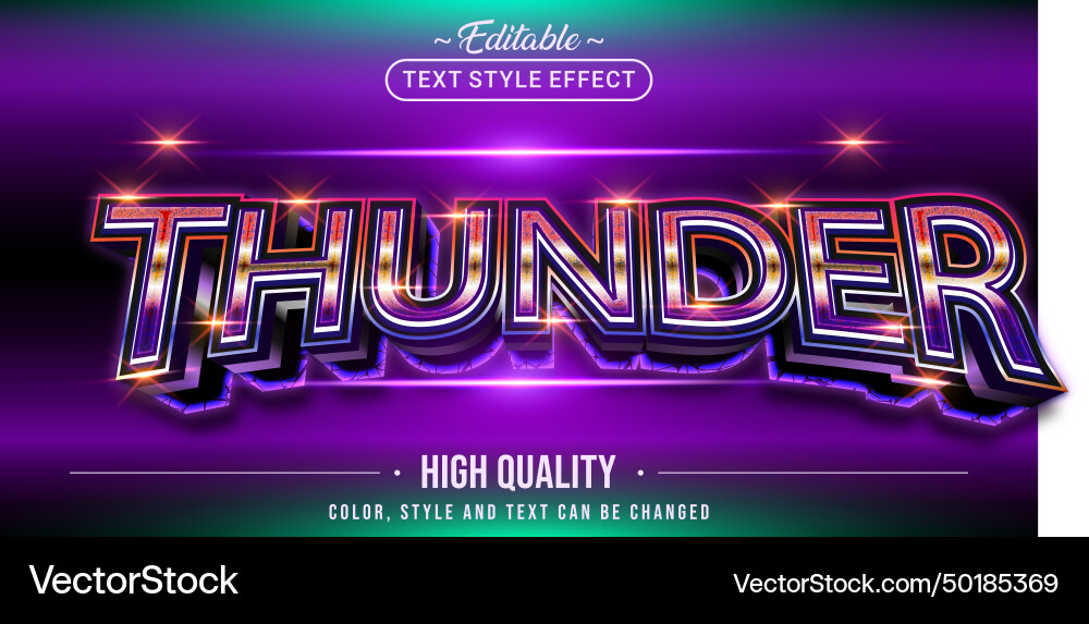 Thunder Text Style Effect - Editable vector image