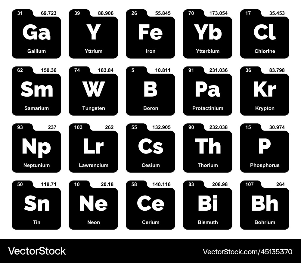20 preiodic table of the elements icon pack design Vector Image
