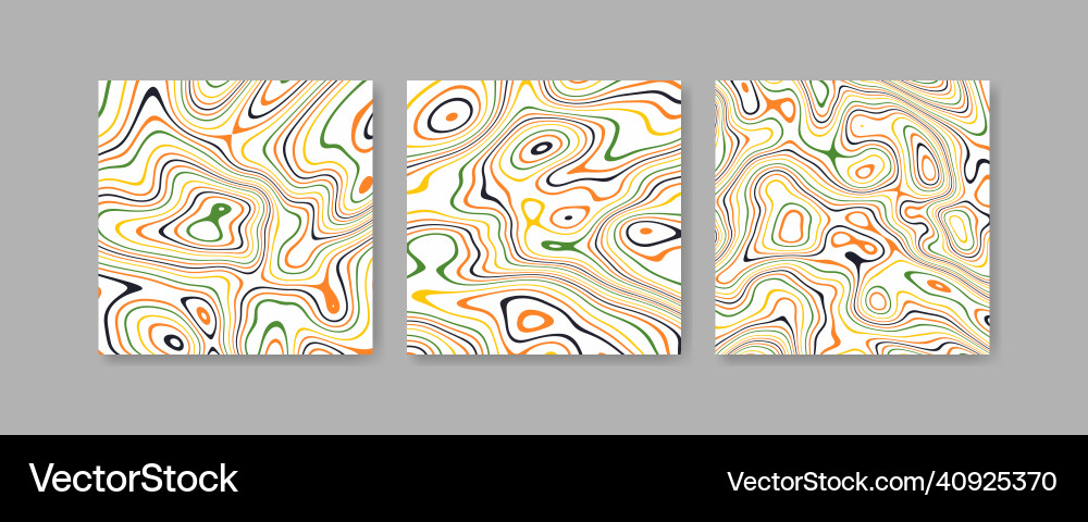 Abstract distorted colorful stripes background set Vector Image
