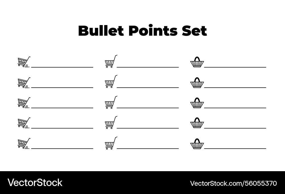Bullet points set of simple design in three icon Vector Image