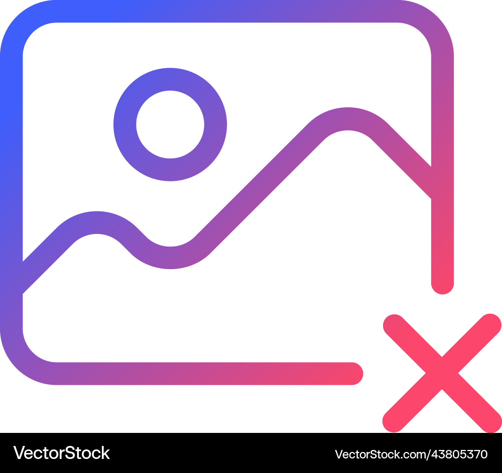 Delete photo pixel perfect gradient linear ui icon Delete photo pixel perfect gradient linear ui icon Vector Image