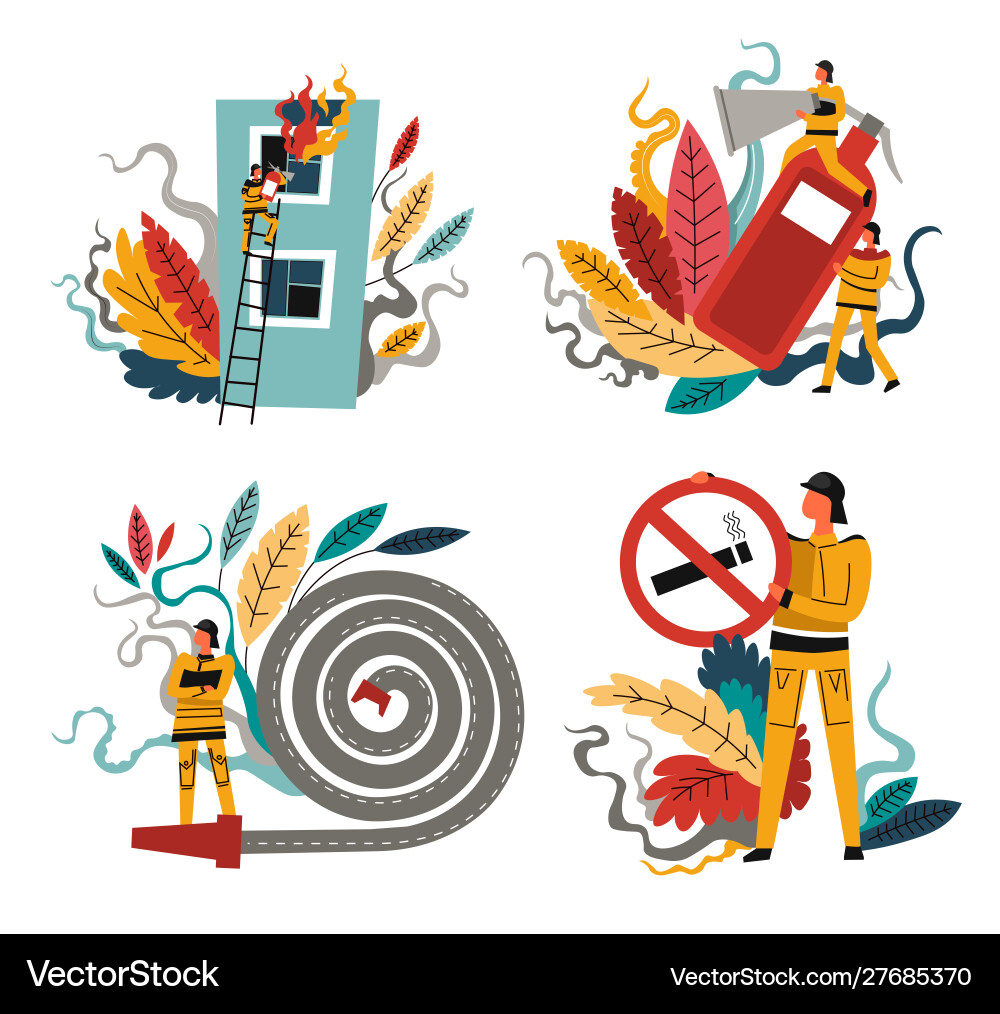 Firefighting and fire protection firefighters Firefighting and fire protection firefighters vector image