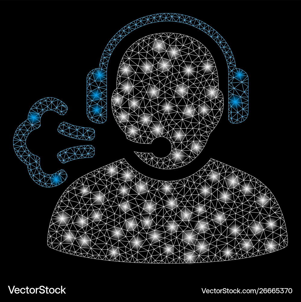 Glossy mesh wire frame operator speech with flash Vector Image