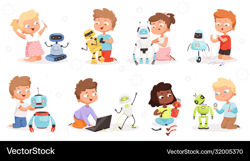 Kids Robot Programming - Future Tech vector image