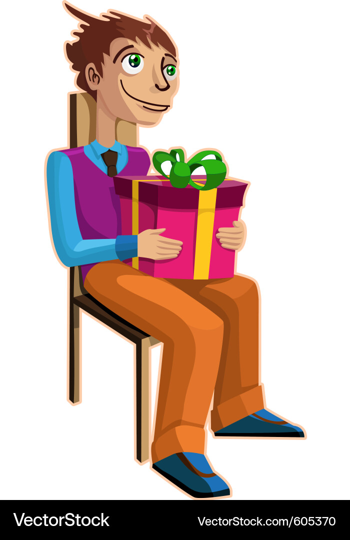 Man with present Vector Image