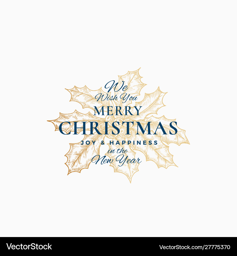 Merry christmas abstract retro label logo vector image