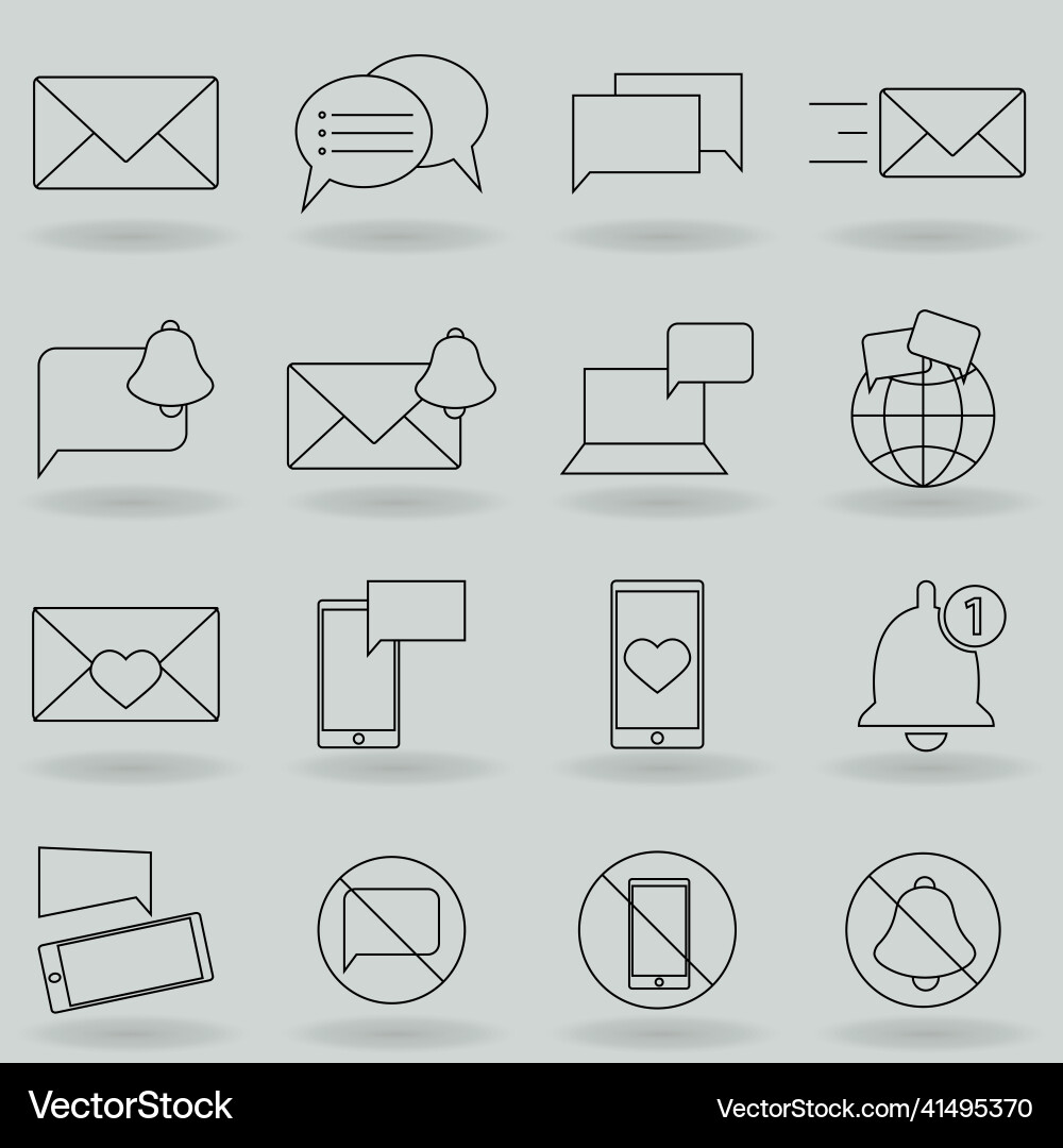 Message and speech bubble line icons thin Vector Image