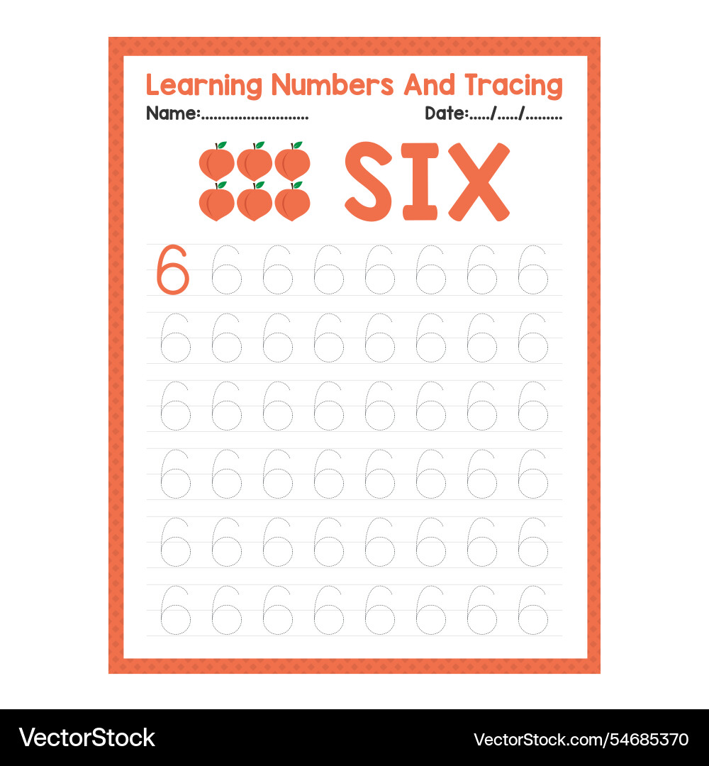Numbers tracing practice writing number Numbers tracing practice writing number vector image