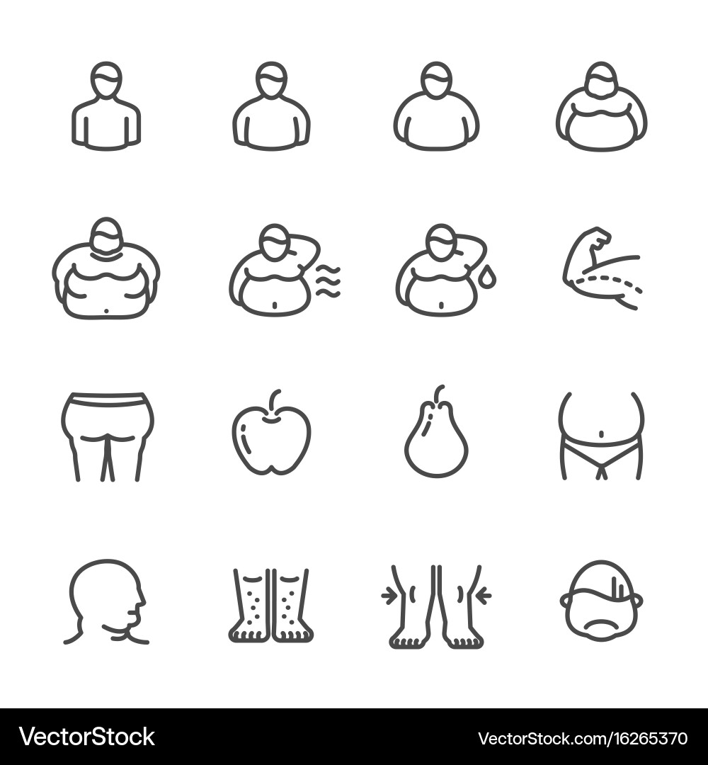 Obesity Icon Set - Health Levels vector image