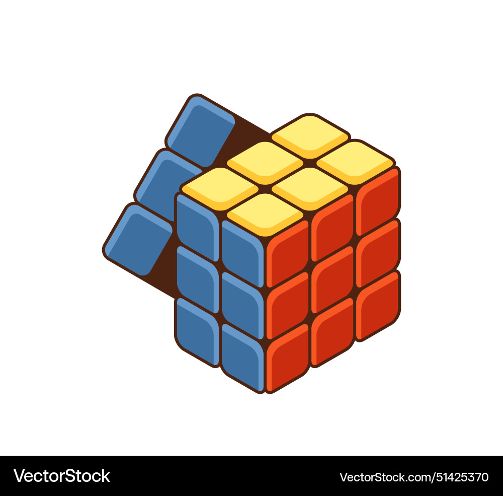 Partially solved rubiks cube with colorful faces Partially solved rubiks cube with colorful faces vector image