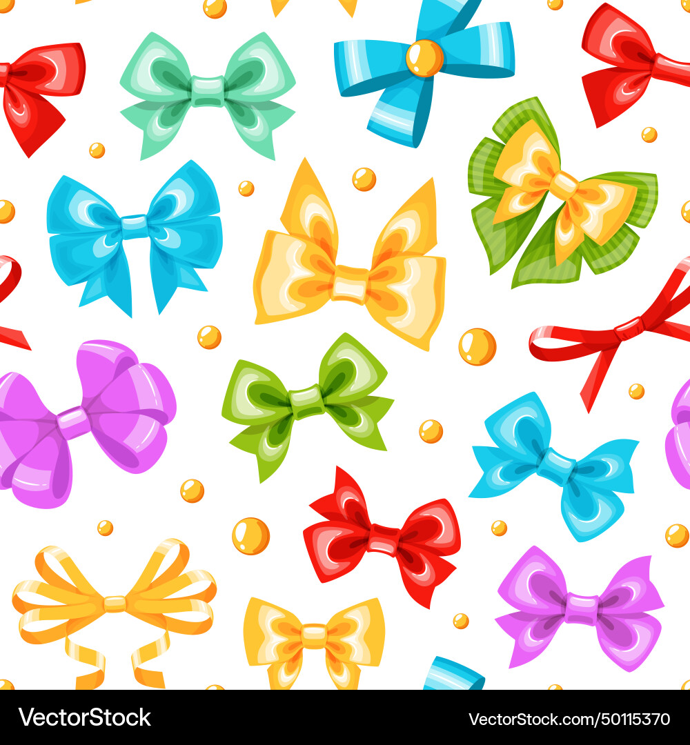 Ribbon bow seamless pattern colorful different Ribbon bow seamless pattern colorful different vector image