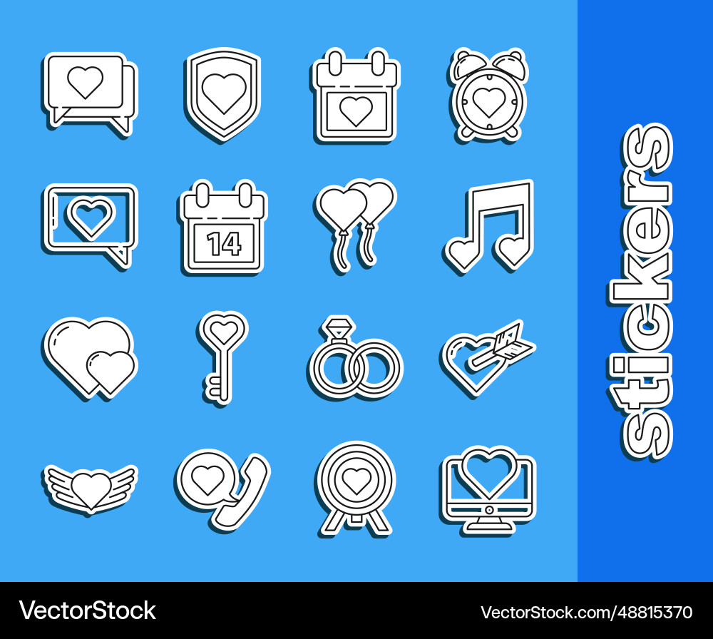 Set line computer monitor with heart amour Set line computer monitor with heart amour vector image