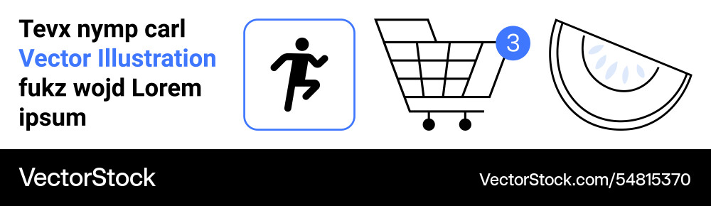 Shopping cart and melon slice with running icon Shopping cart and melon slice with running icon vector image