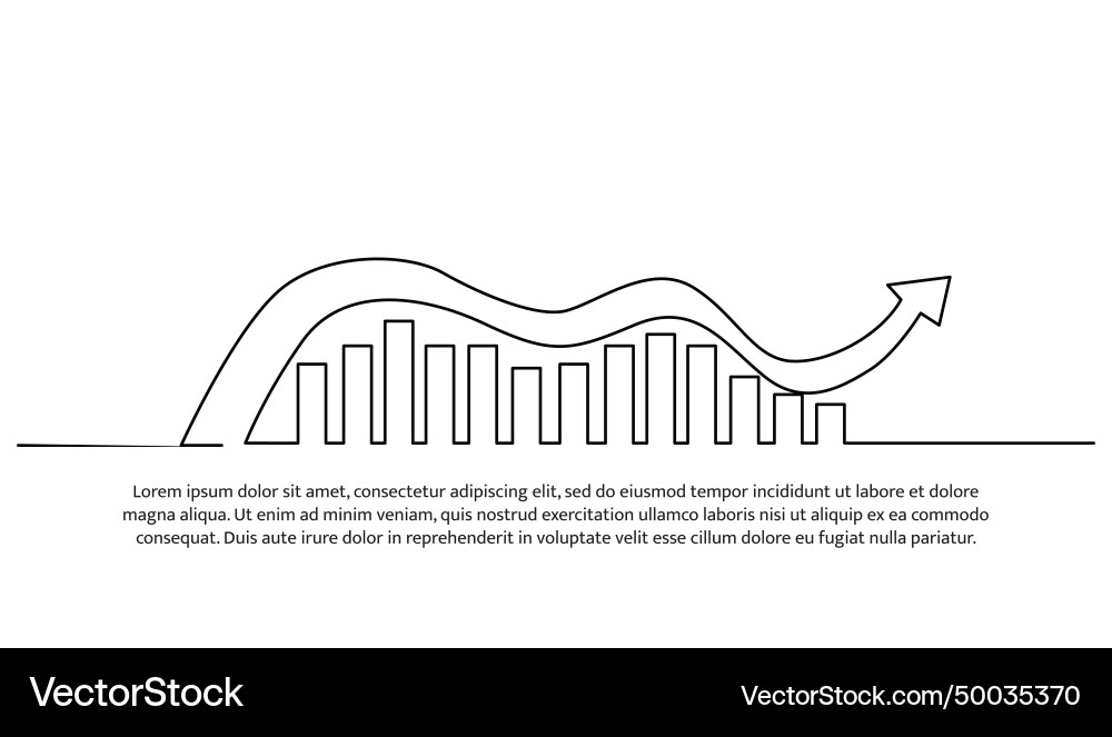 Simple continuous line design of growth chart Simple continuous line design of growth chart Vector Image