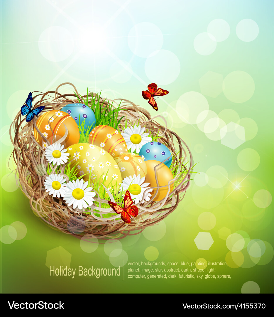Spring Easter Nest with Eggs vector image