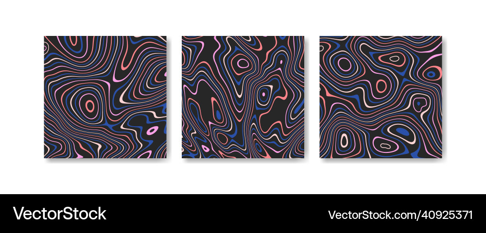 Abstract distorted colorful stripes background set vector image