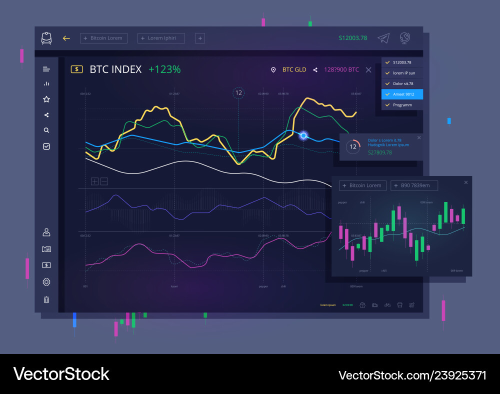 Bitcoin Trading Dashboard – Royalty-Free Vector | VectorStock