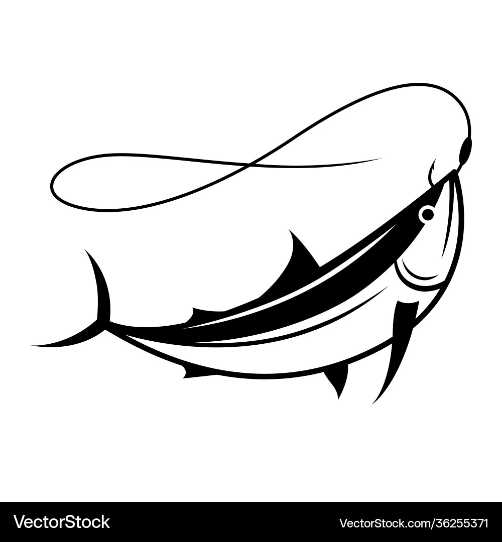 Fish on Hook Illustration Vector Image