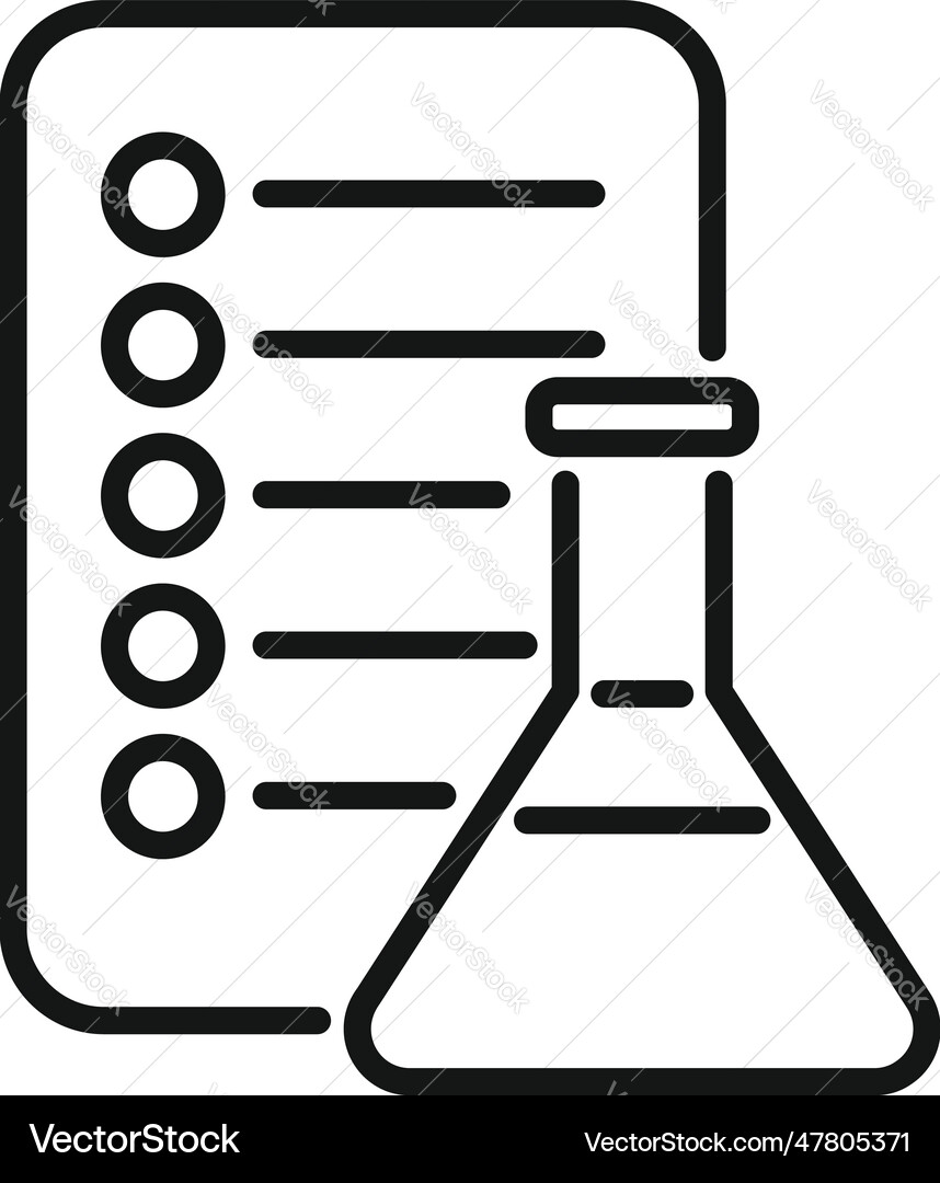 Flask test result icon outline positive Vector Image