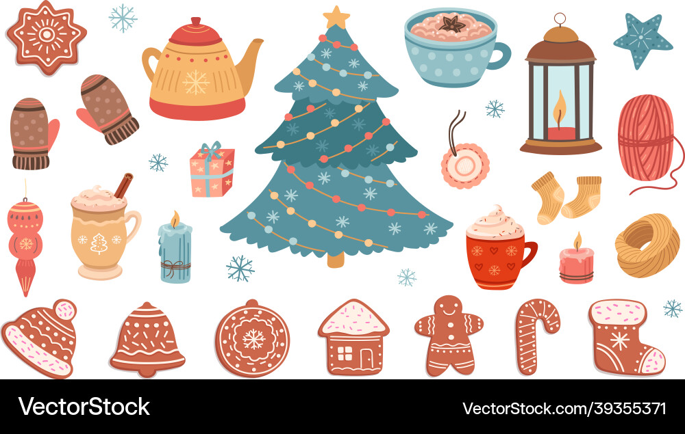 Gingerbread Christmas Bundle Vector Image