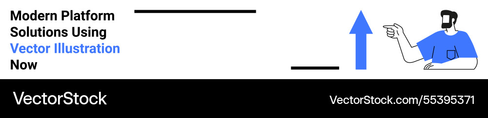 Man gesturing towards upward arrow highlighting Vector Image