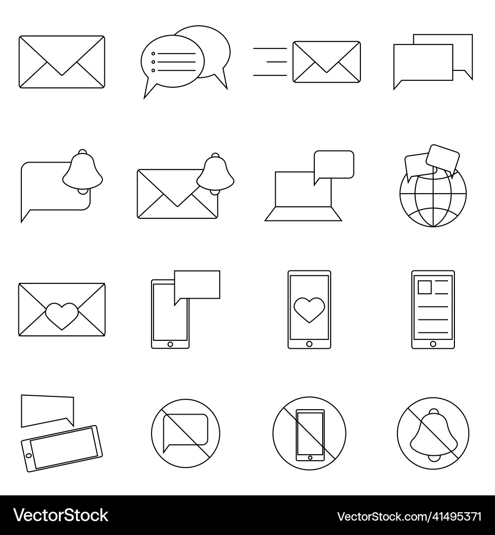 Message and speech bubble line icons thin Vector Image