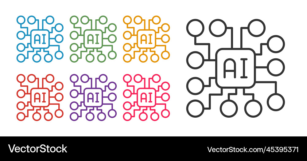 Neural Network Icon Set Vector Image