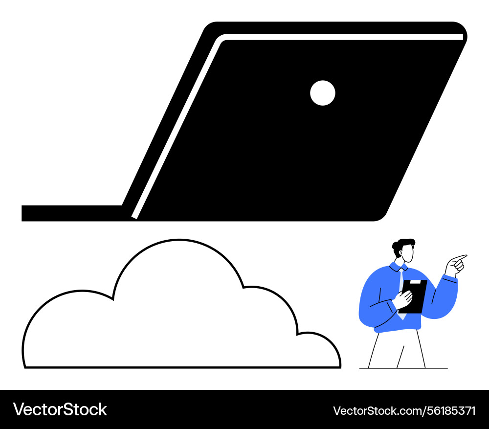 Professional exploring cloud computing with tablet Professional exploring cloud computing with tablet vector image
