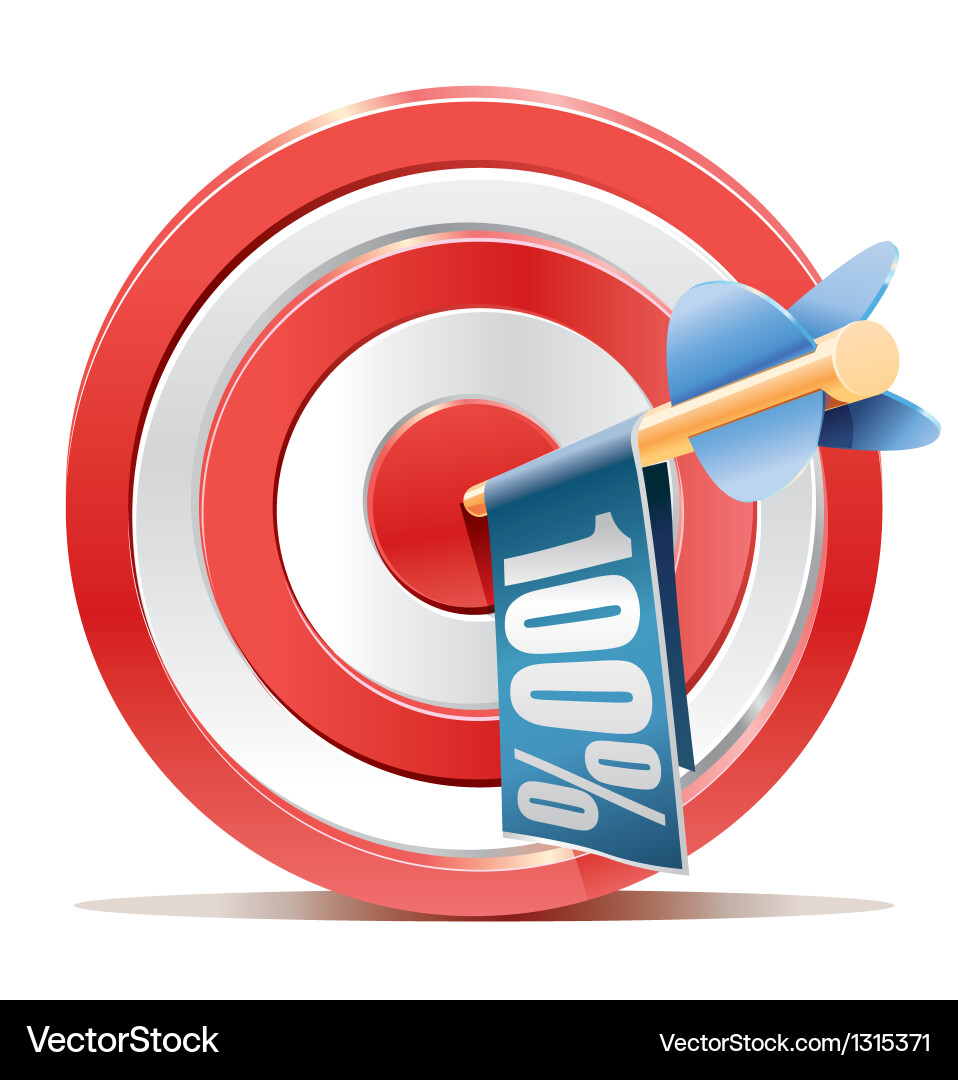 Red Dart Target with 100 Score Vector Image