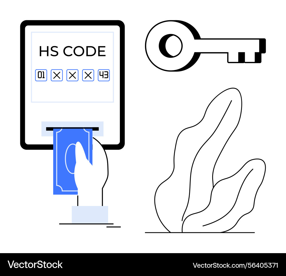 Secure payment transaction with hs code and key Secure payment transaction with hs code and key vector image
