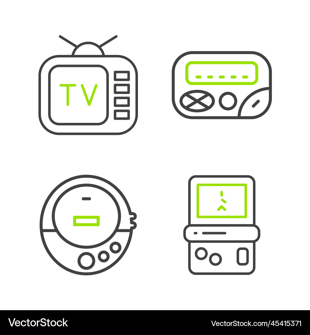 Set line tetris music cd player pager and retro Set line tetris music cd player pager and retro Vector Image