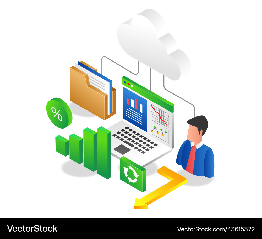 Cloud Data Analysis Server Vector Image