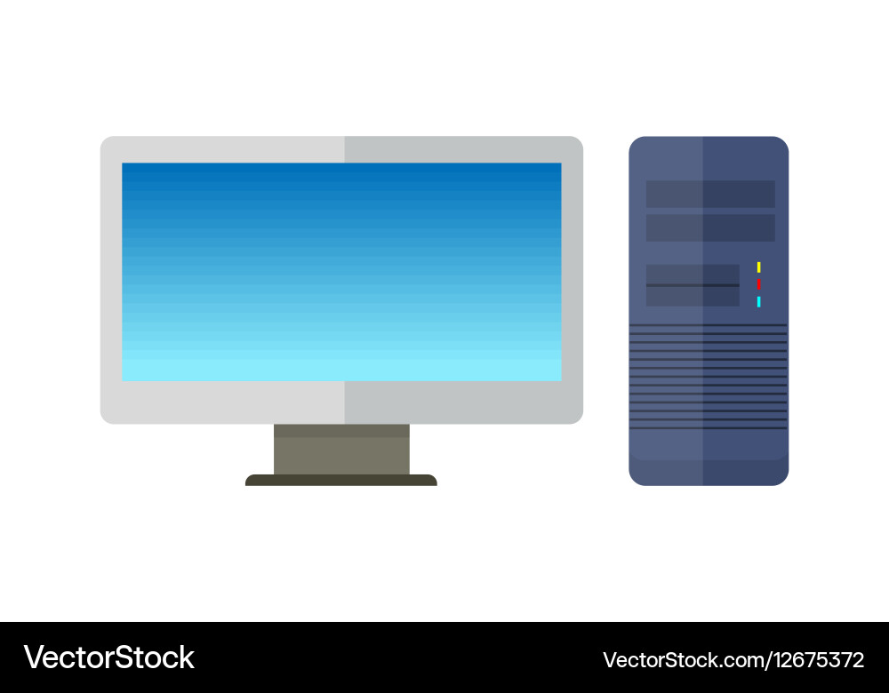 Computer monitor with system unit Vector Image