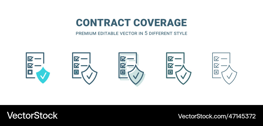 Contract coverage icon in 5 different style Contract coverage icon in 5 different style Vector Image