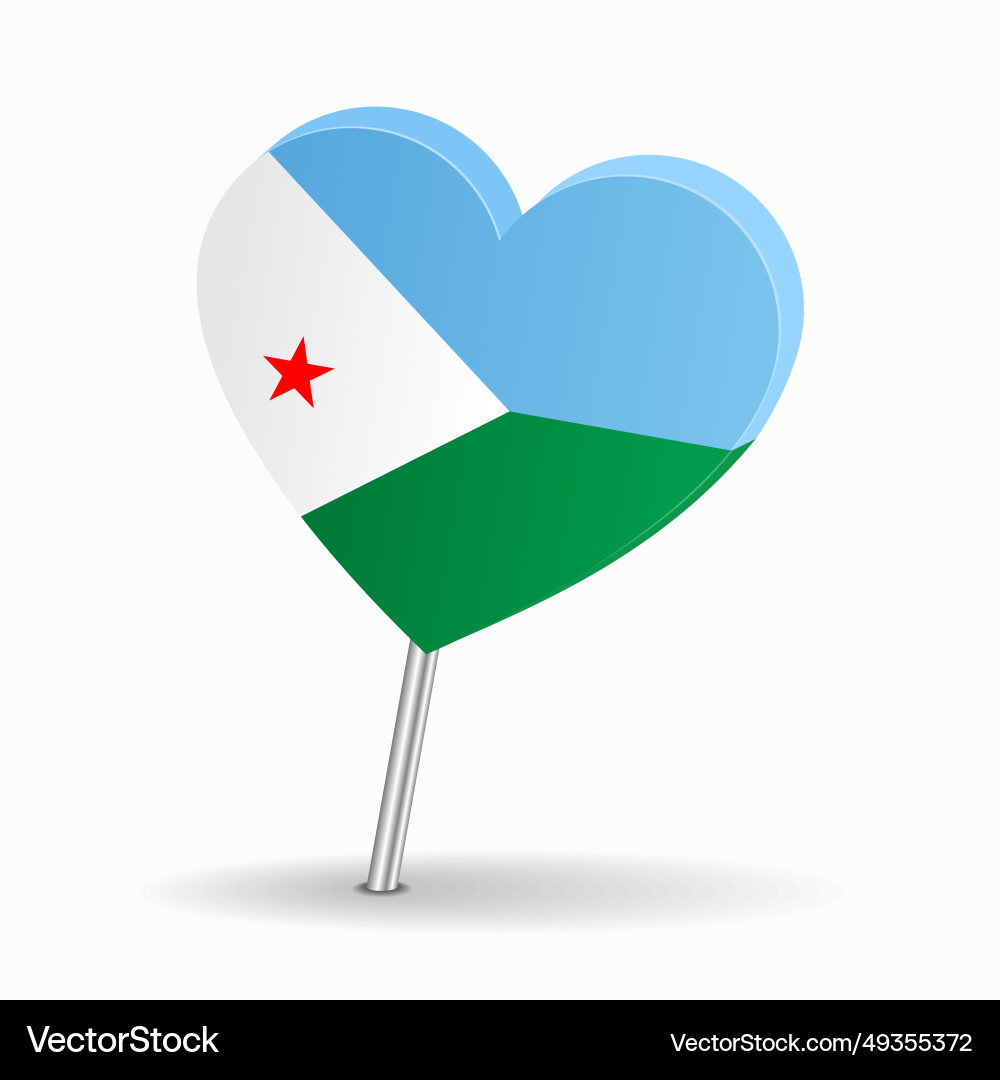 Djibouti flag heart-shaped map pointer layout Djibouti flag heart-shaped map pointer layout vector image