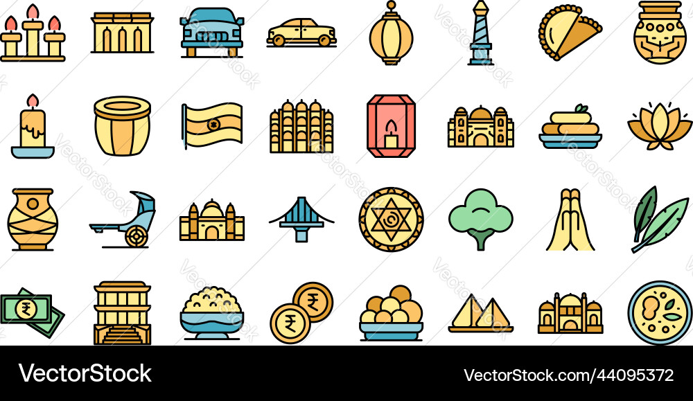 Kolkata icons set flat Kolkata icons set flat vector image