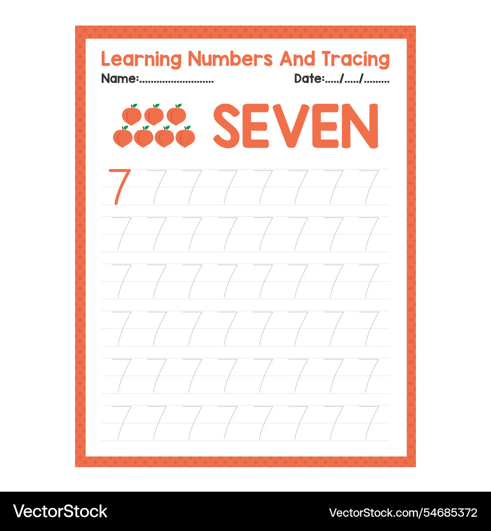 Numbers tracing practice writing number Numbers tracing practice writing number vector image