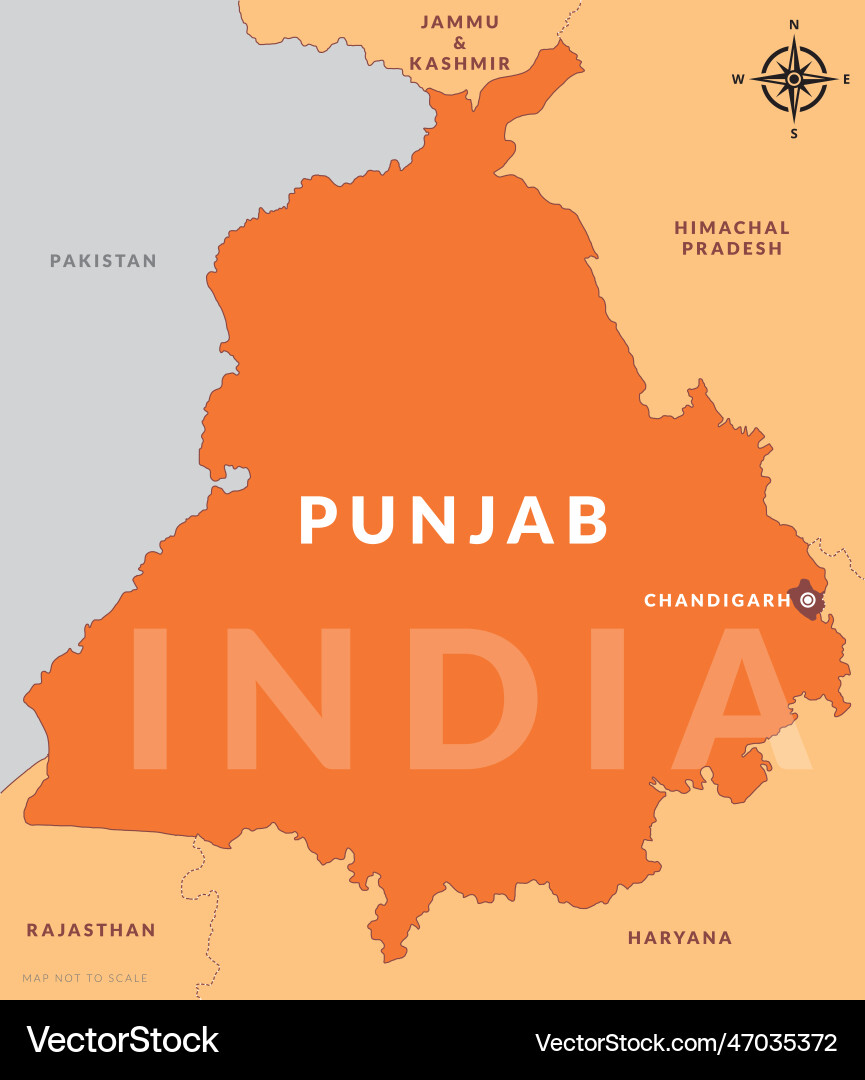 State of punjab india with capital city State of punjab india with capital city vector image
