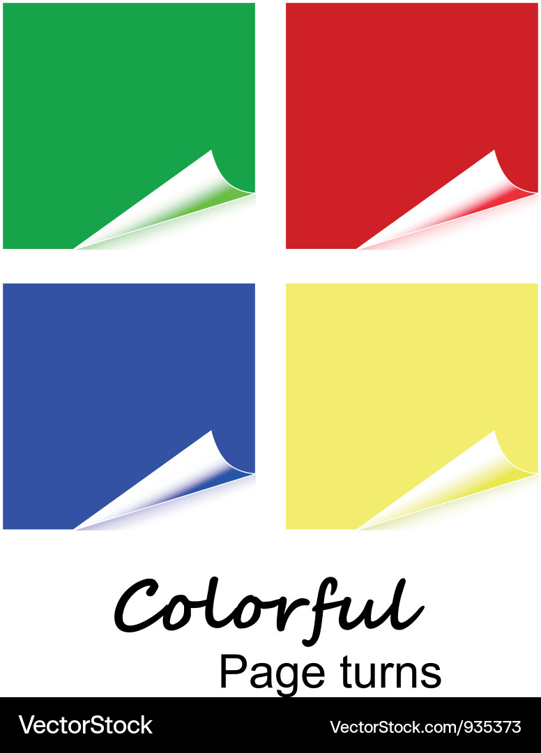 4 colorful page curls Vector Image