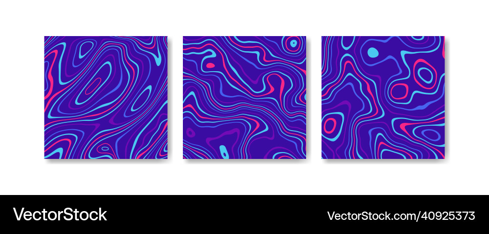 Abstract distorted colorful stripes background set Vector Image