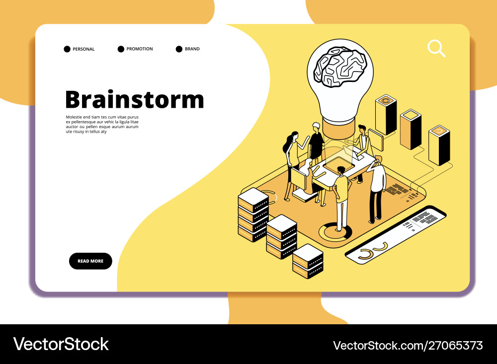 Brainstorm landing page business people launching Brainstorm landing page business people launching vector image